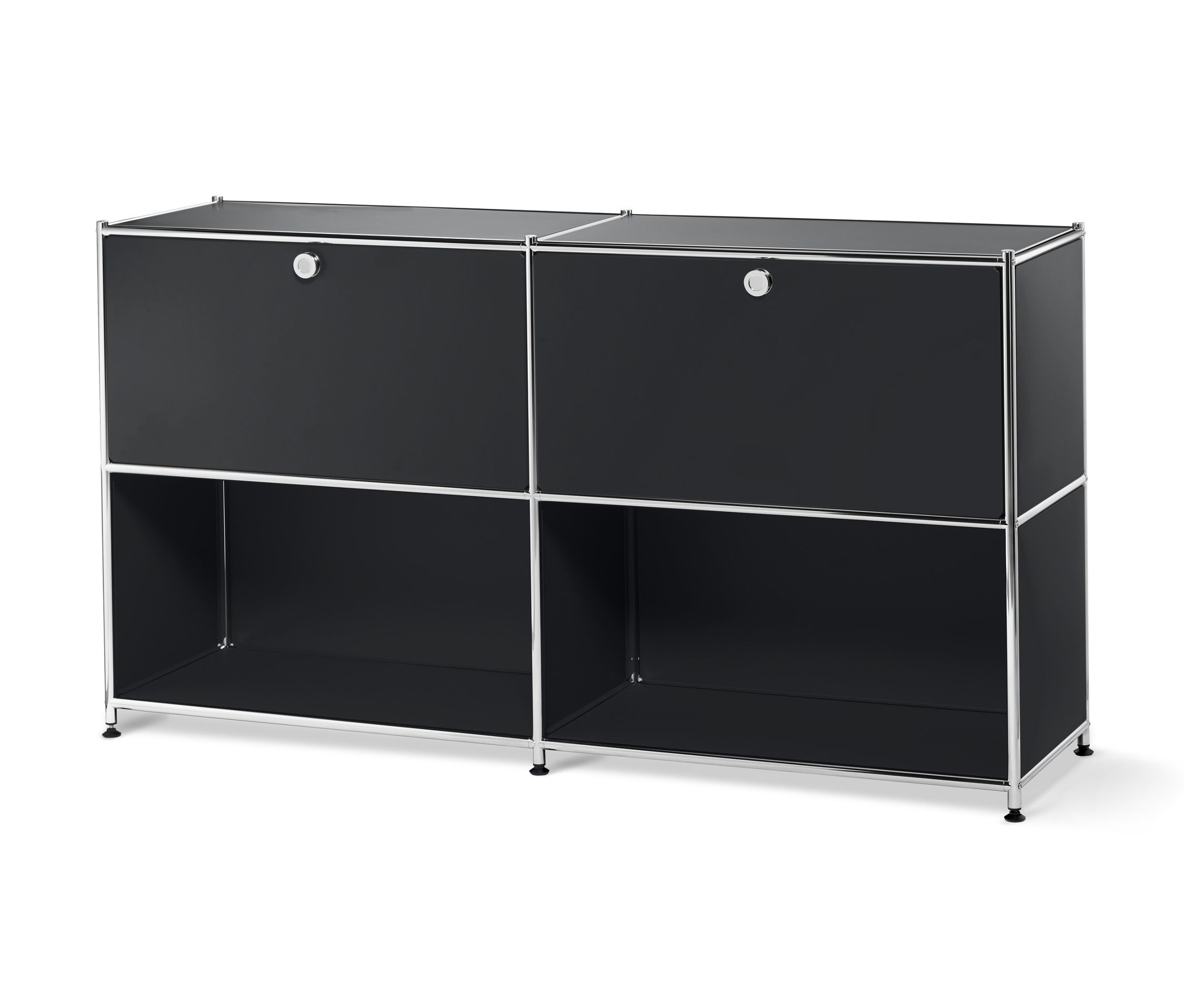 Tchibo - Metalowa szafka typu sideboard »Cn3« z przestawnymi komorami z klapami - kolor: czarny