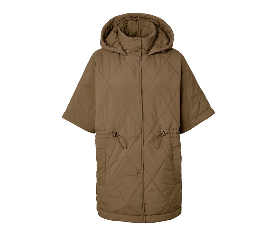 Pikowane poncho z kapturem.