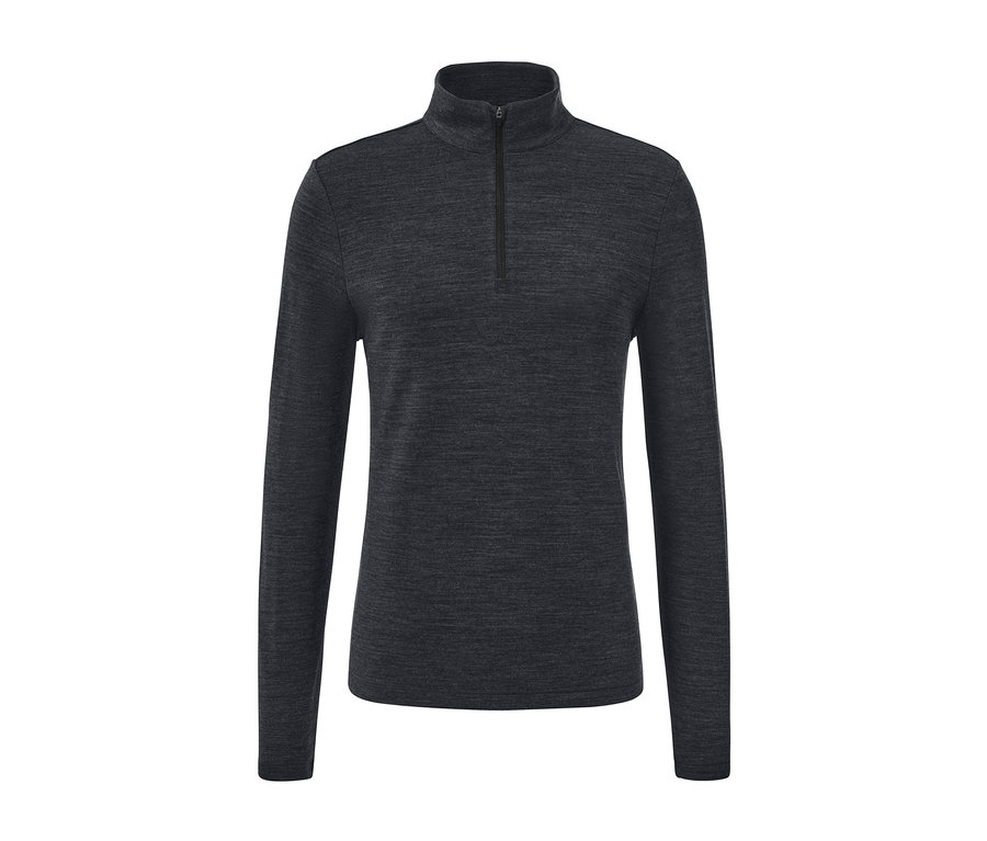 Ciemnoszara koszulka funkcyjna z długim rękawem z wełną z certyfikatem RWS.