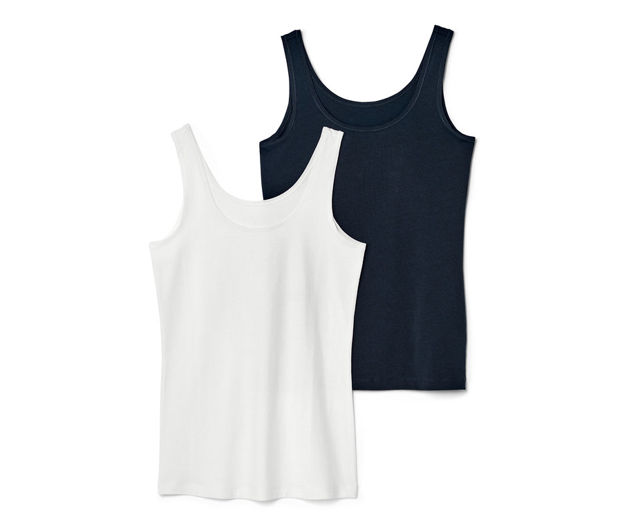 Dwa podkoszulki: jeden biały, drugi granatowy.