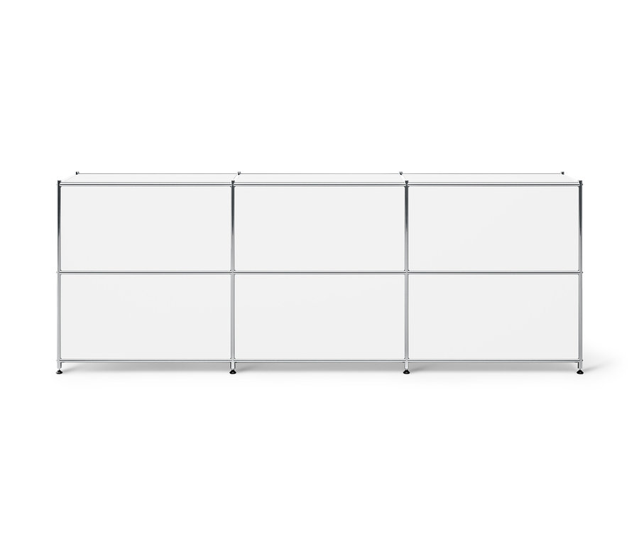 Biała metalowa szafka typu sideboard »CN3« z 3 klapami.