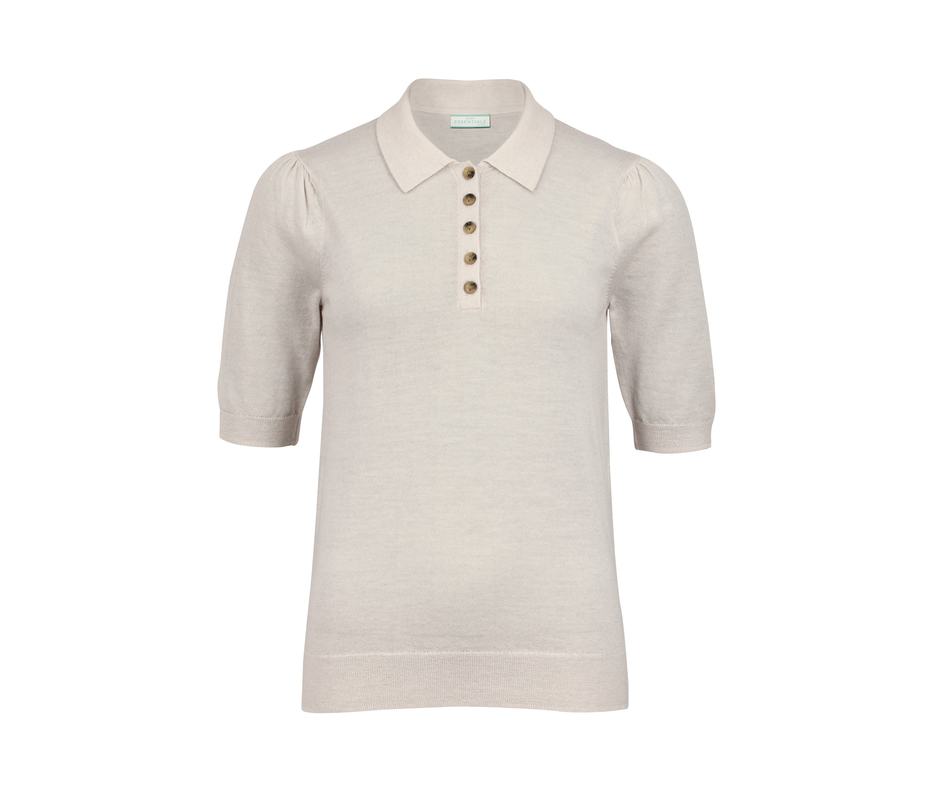 Tchibo - Koszulka polo z dzianiny wełnianej (wełna merino)- beżowy