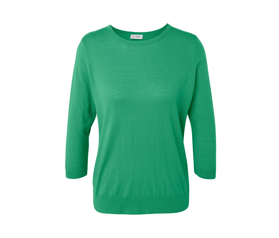 Zielony, cienki sweter z jedwabiem.