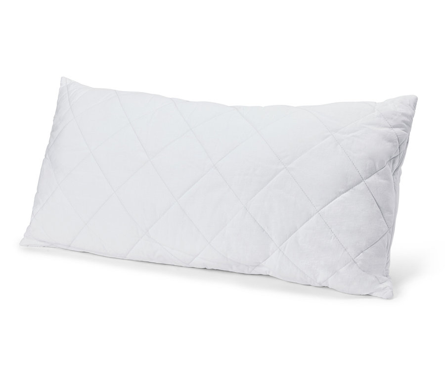 Biała poduszka Cell Solution® o wymiarach 80 x 40 cm, z pikowaniem w kształcie rombów leży na białym tle.