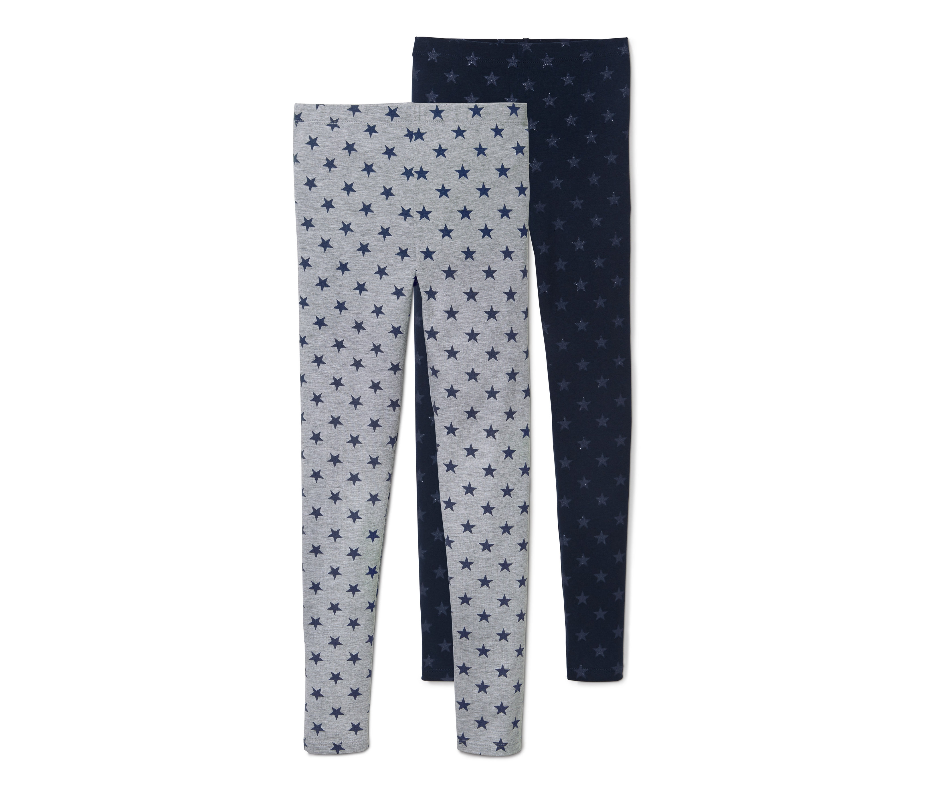 Tchibo - Legginsy w gwiazdki z bawełną ekologiczną - kobieta- szary/niebieski/z nadrukiem