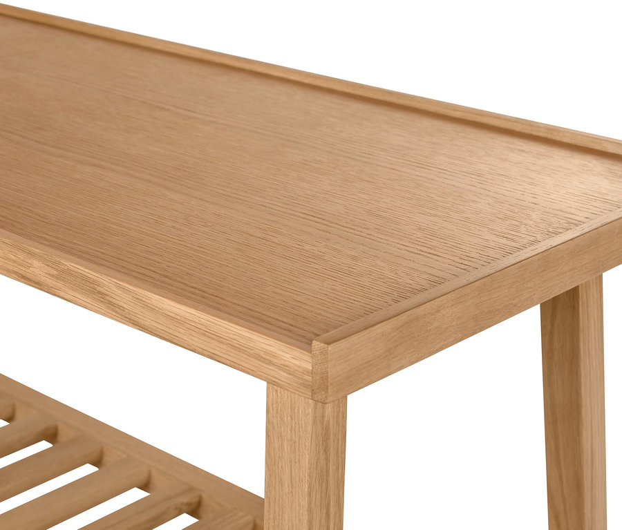 Detal ławki z półką.