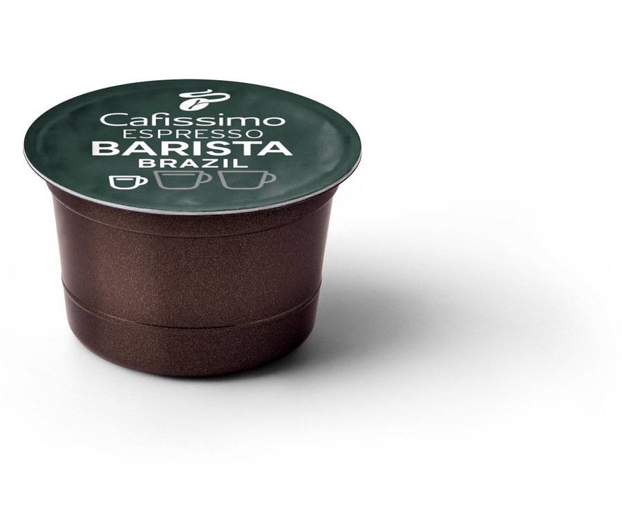 Pojedyncza brązowa kapsułka z napisem Cafissimo Barista Brasil.