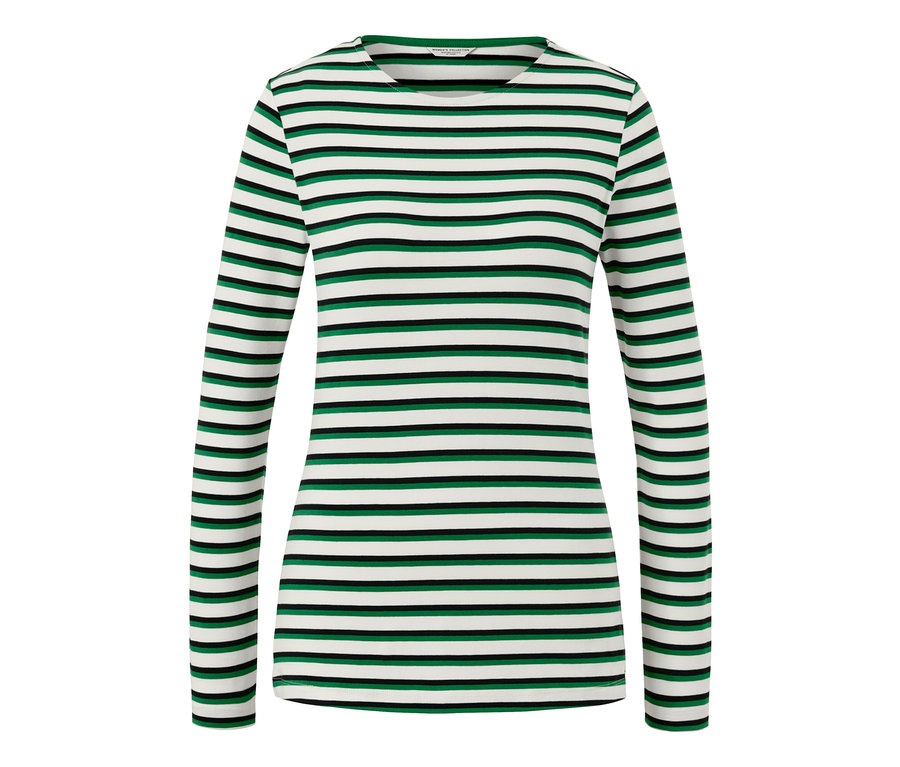 Kolorowa koszulka w paski z długim rękawem.