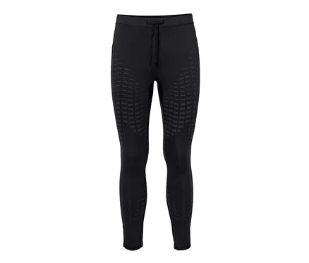 Czarne legginsy do biegania z geometrycznym wzorem.