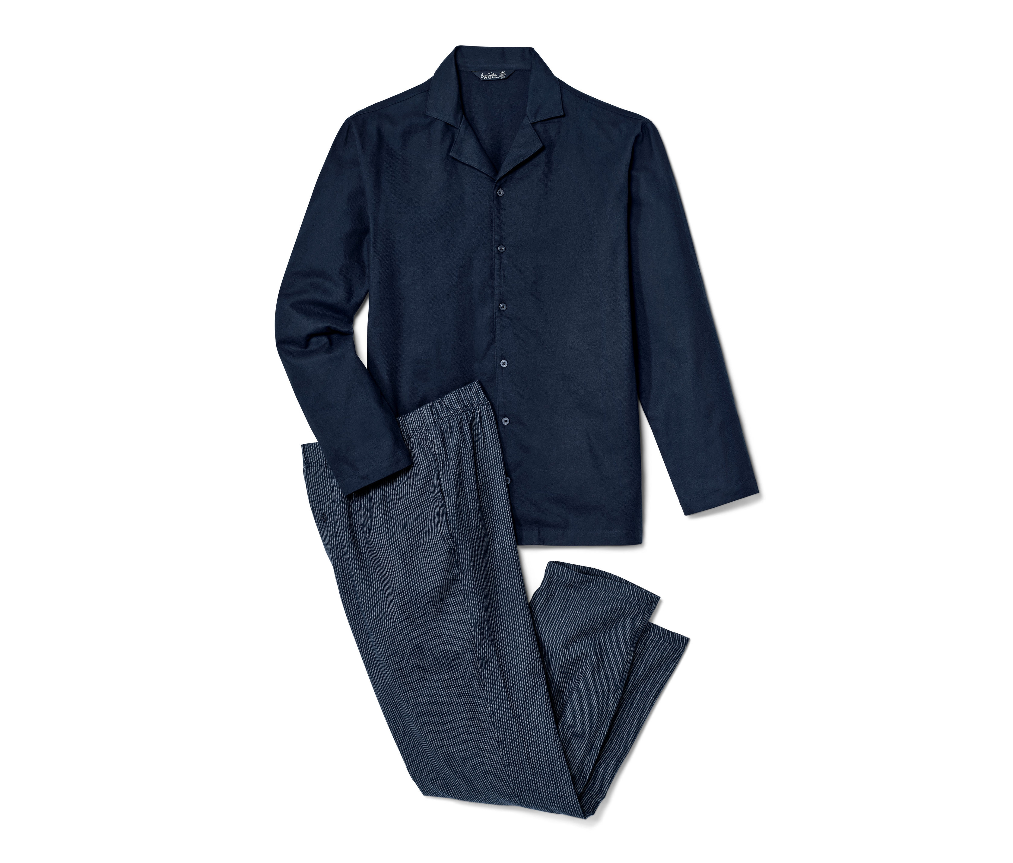 Tchibo - Piżama flanelowa- szary/niebieski/w paski