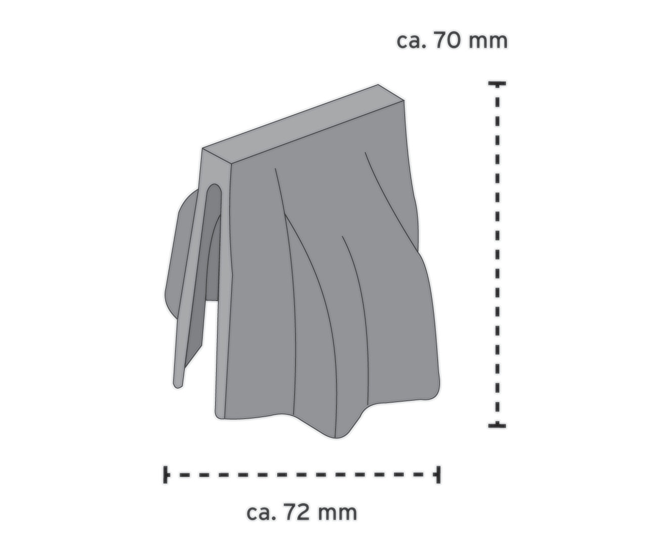 Szara foremka do wykrawania ciastek w kształcie gwiazdy z wymiarami.