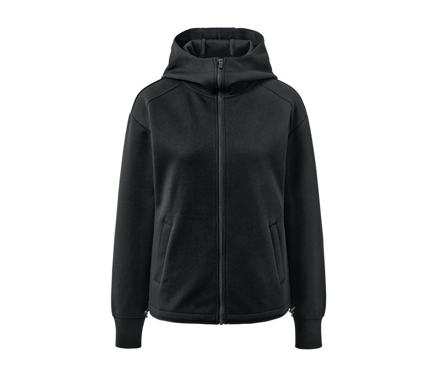 Czarna rozpinana bluza dresowa z kapturem.