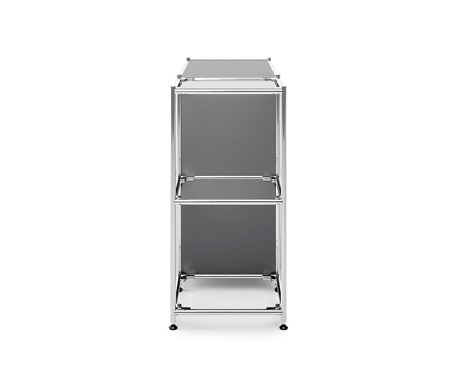 Szara metalowa szafka typu sideboard „CN3” z 2 szafkami z klapami.
