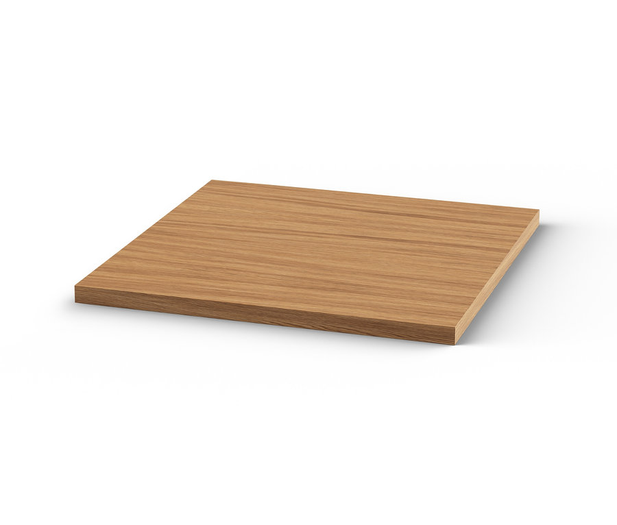 Detal drewnianego blatu wąskiej komody metalowej „CN3”.