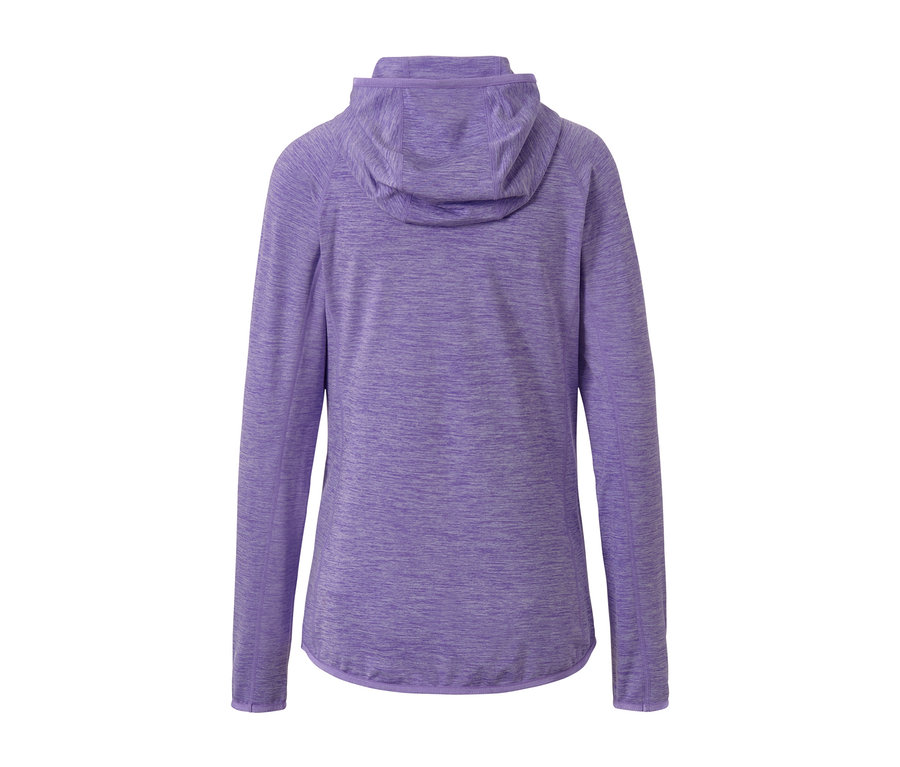 Widok z tyłu liliowej bluzy sportowej melanż.