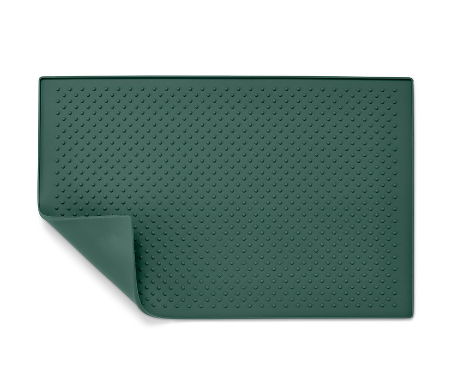 Zielona podkładka pod miskę dla zwierząt z teksturą.