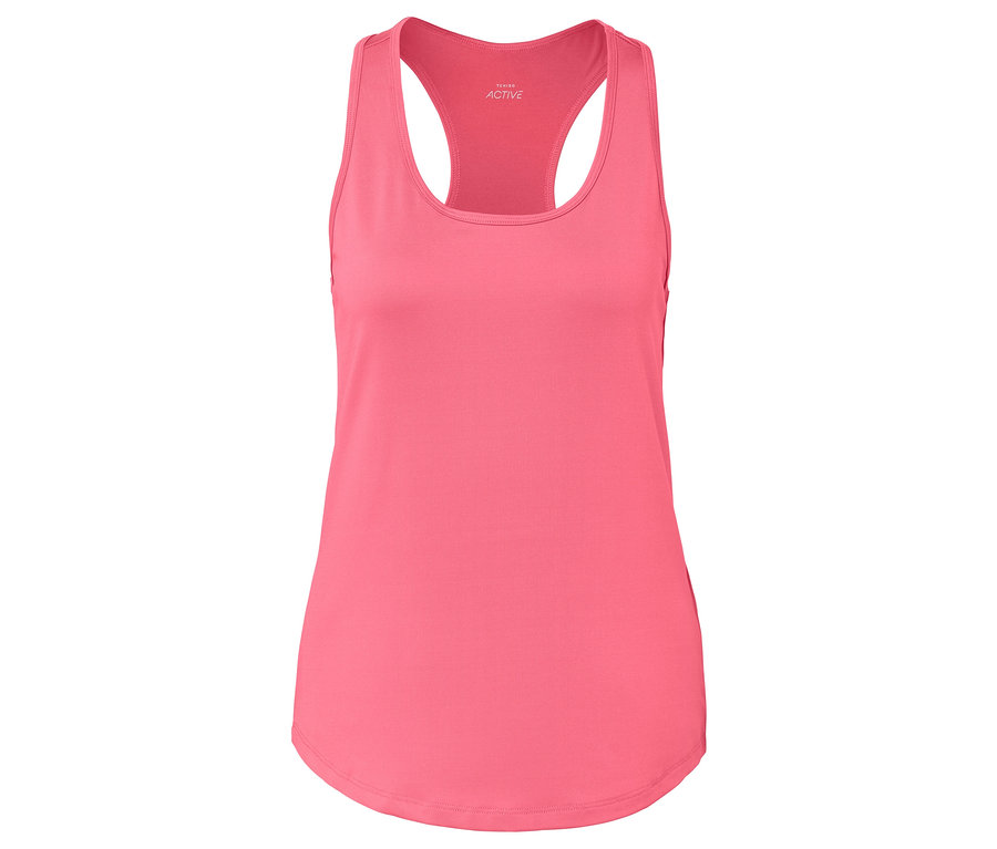 Różowy top na ramiączkach typu bokserka.