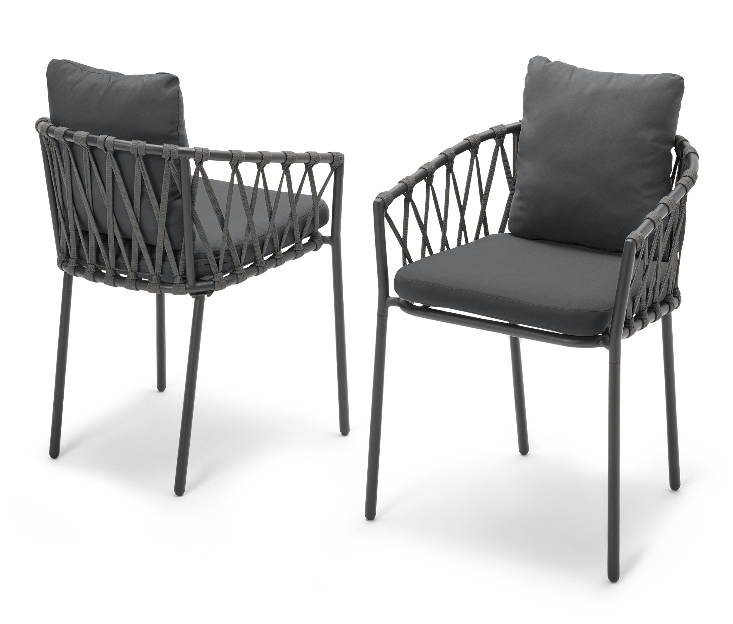 Tchibo - Fotele do jadalni z plecionką tekstylną - kolor: czarny/szary