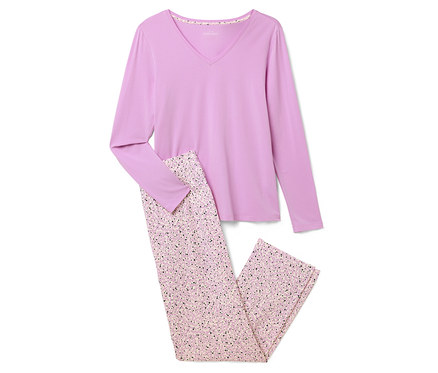 Piżama, różowa z nadrukiem w serduszka na całej powierzchni