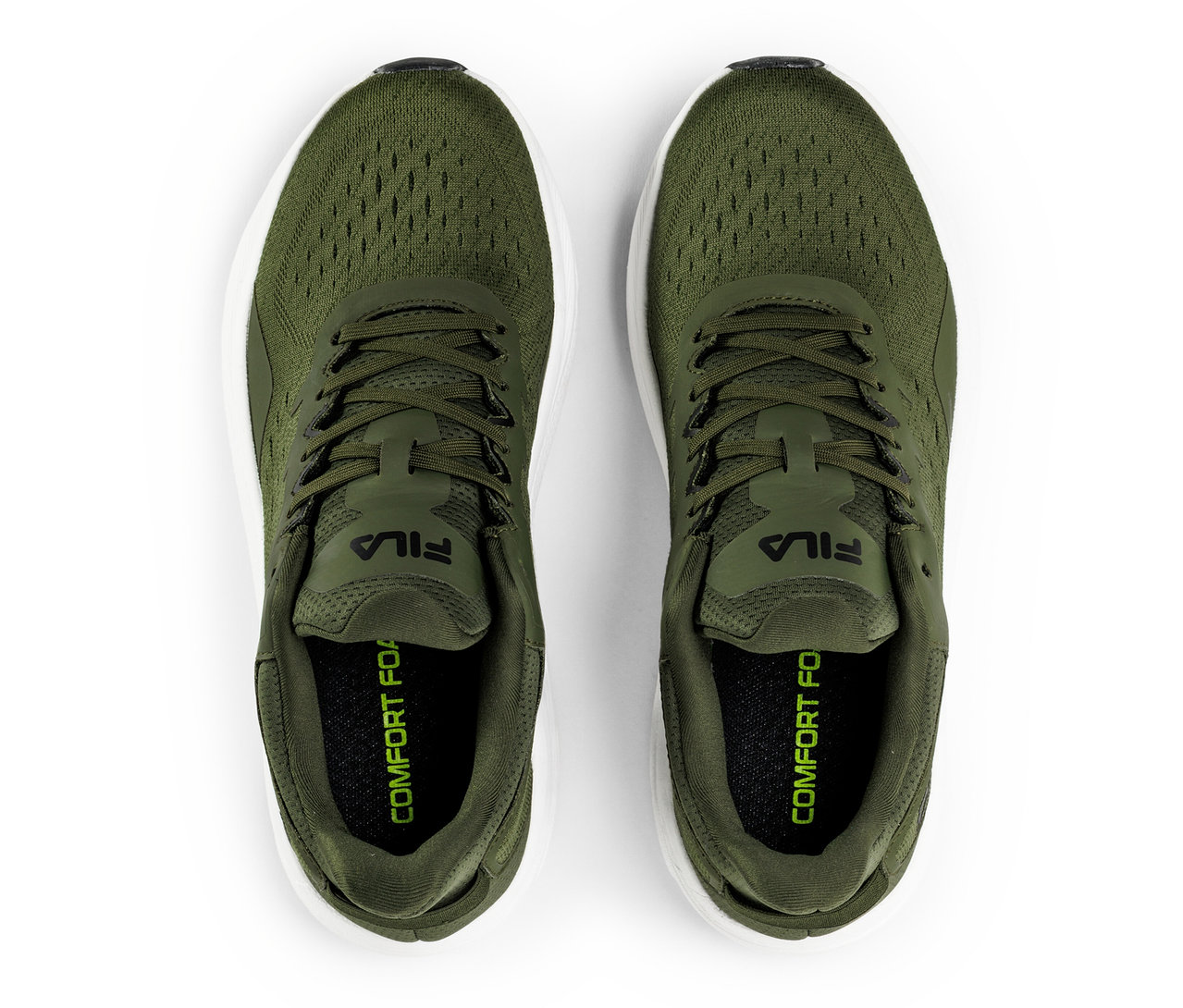 Widok z góry na parę męskich sneakersów FILA Retron, beetle-white.