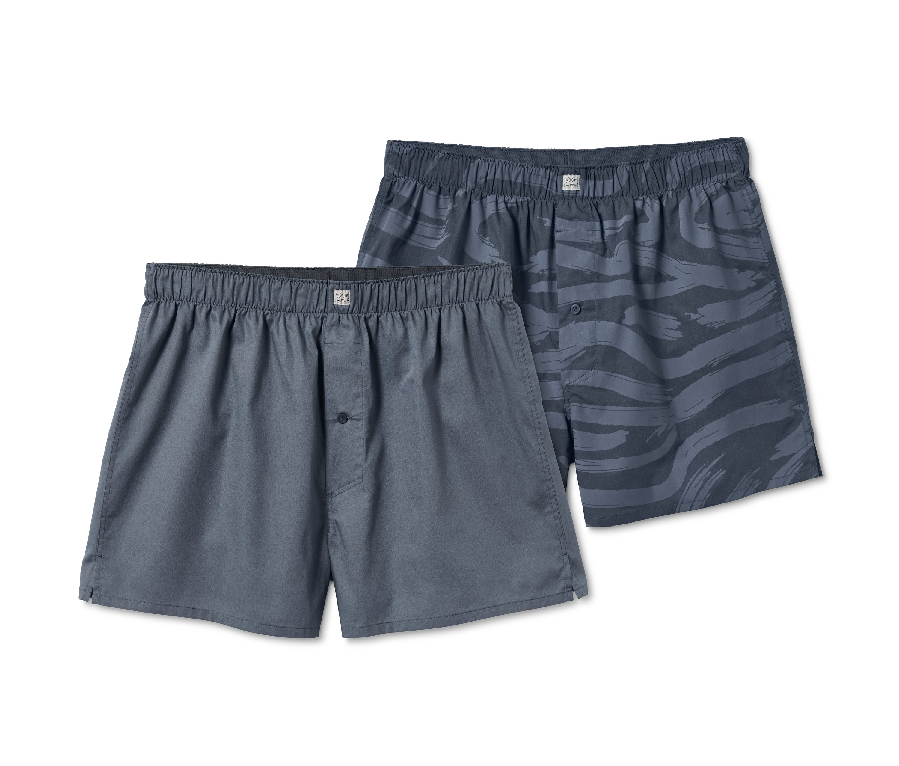 Tchibo - Tkane szorty bokserki- szary/niebieski/z nadrukiem