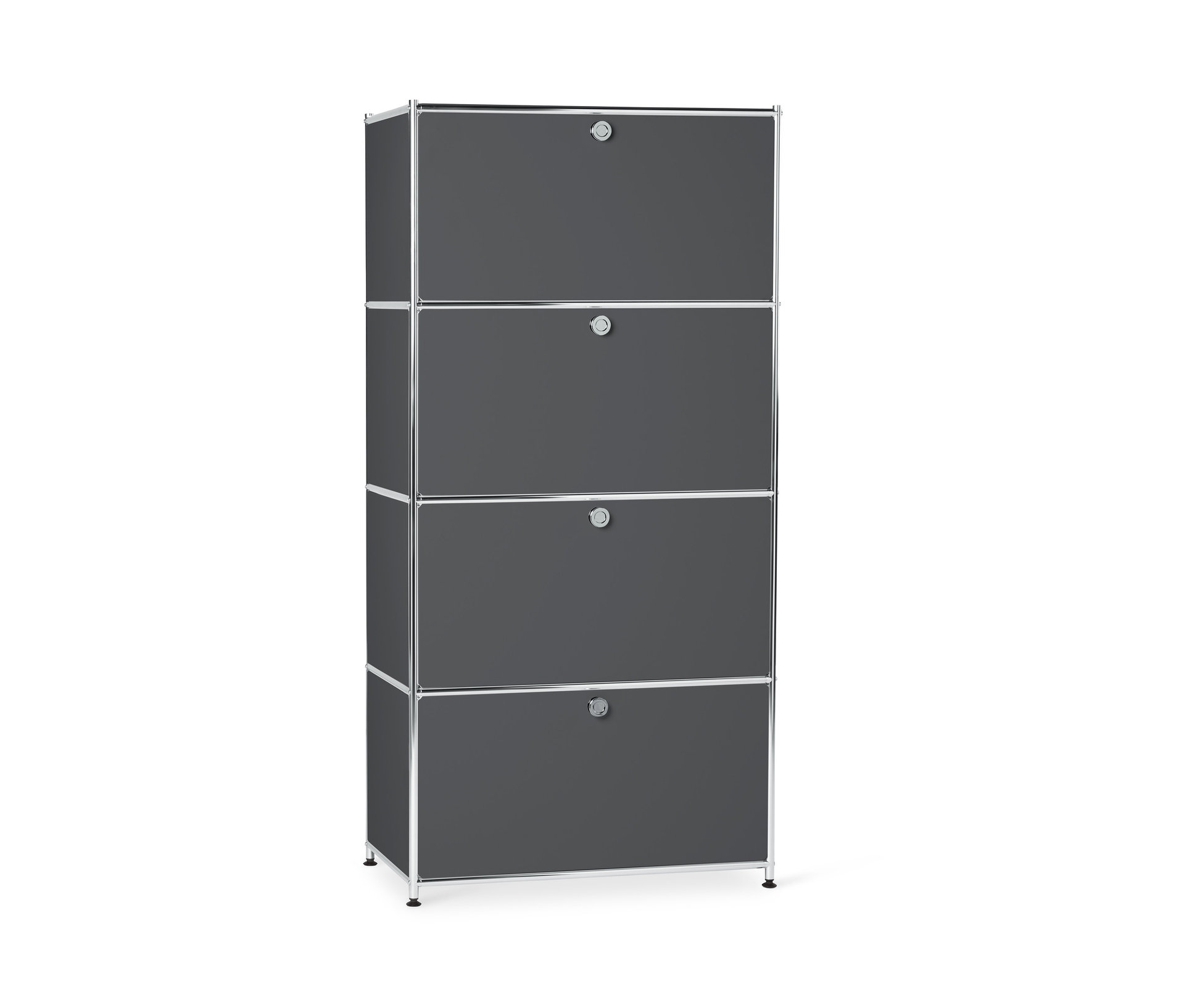 Tchibo - Metalowa szafka typu highboard »Cn3« z 4 komorami z klapami - kolor: szary