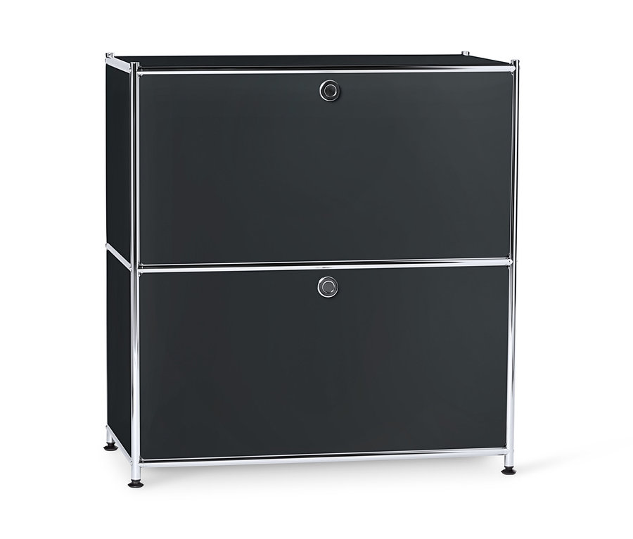 Czarna metalowa szafka typu sideboard »CN3« z klapami.