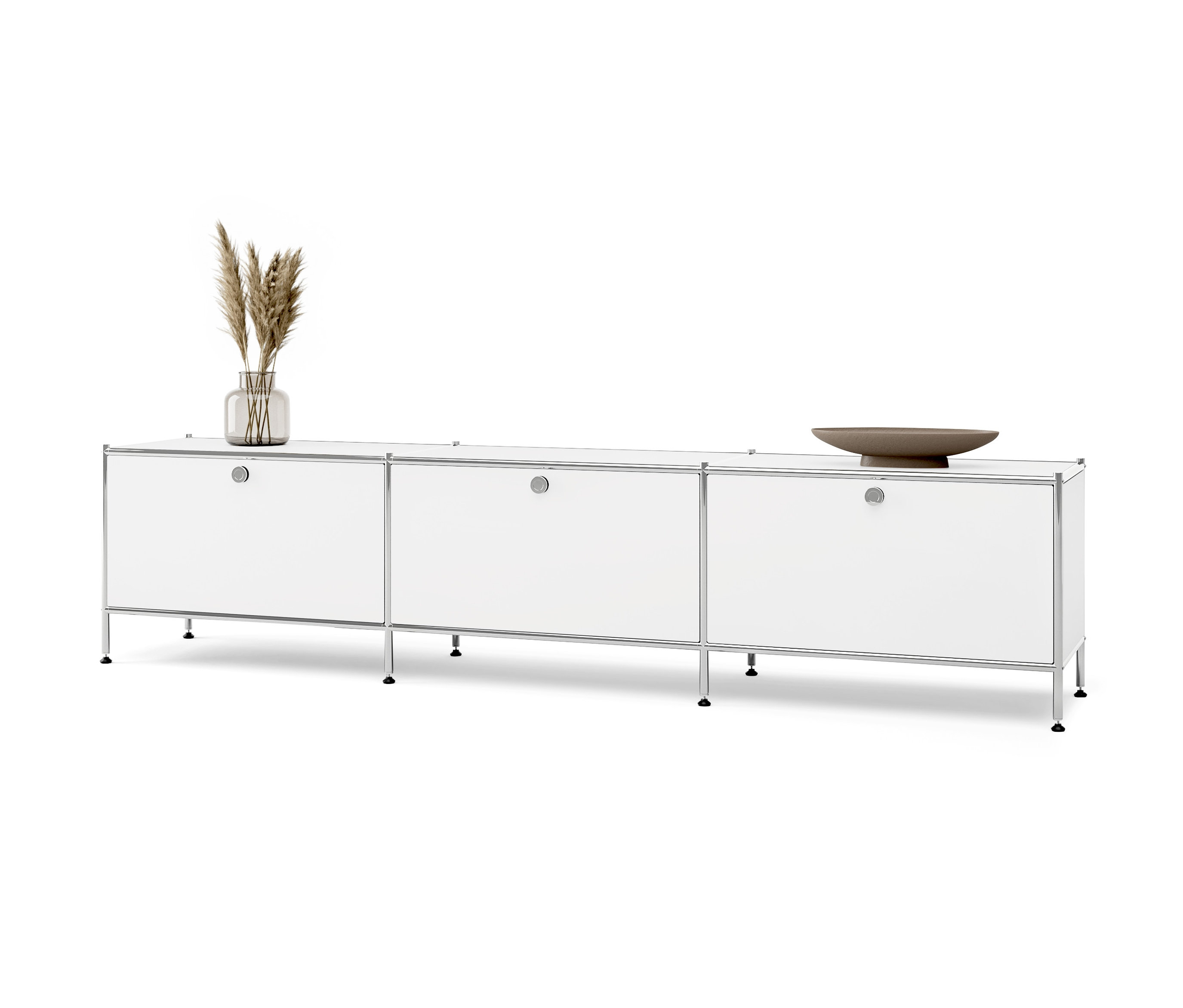 Tchibo - Metalowa niska szafka »Cn3« z 3 przegródkami z klapami - kolor: biały