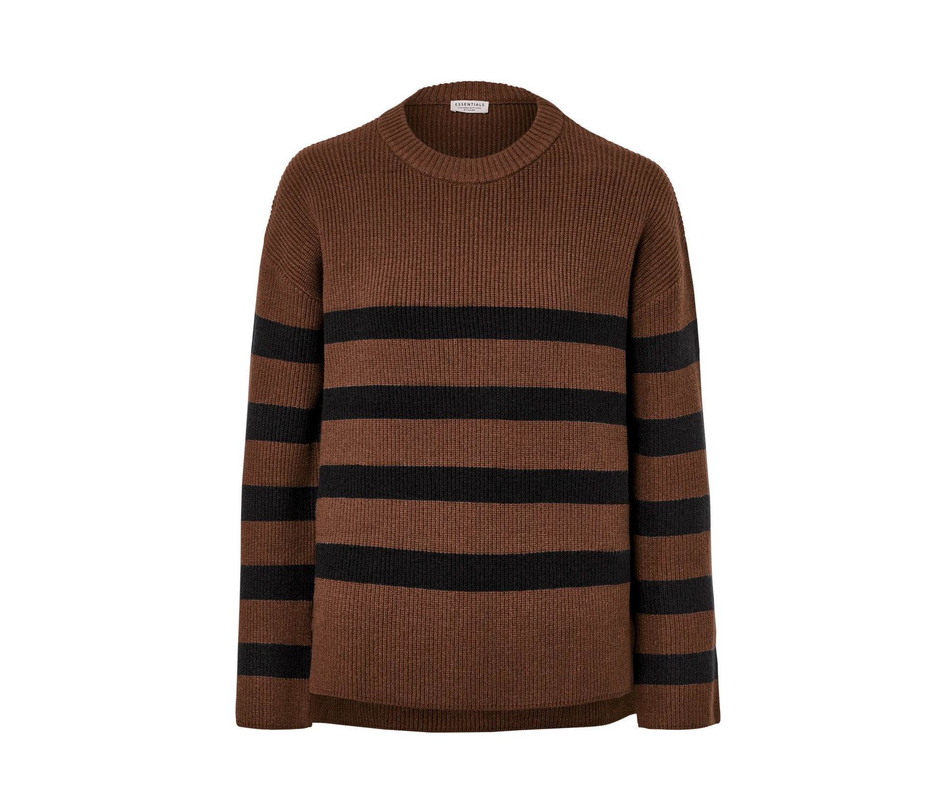 Tchibo - Pasiasty sweter z dzianiny- czarny/brązowy/w paski