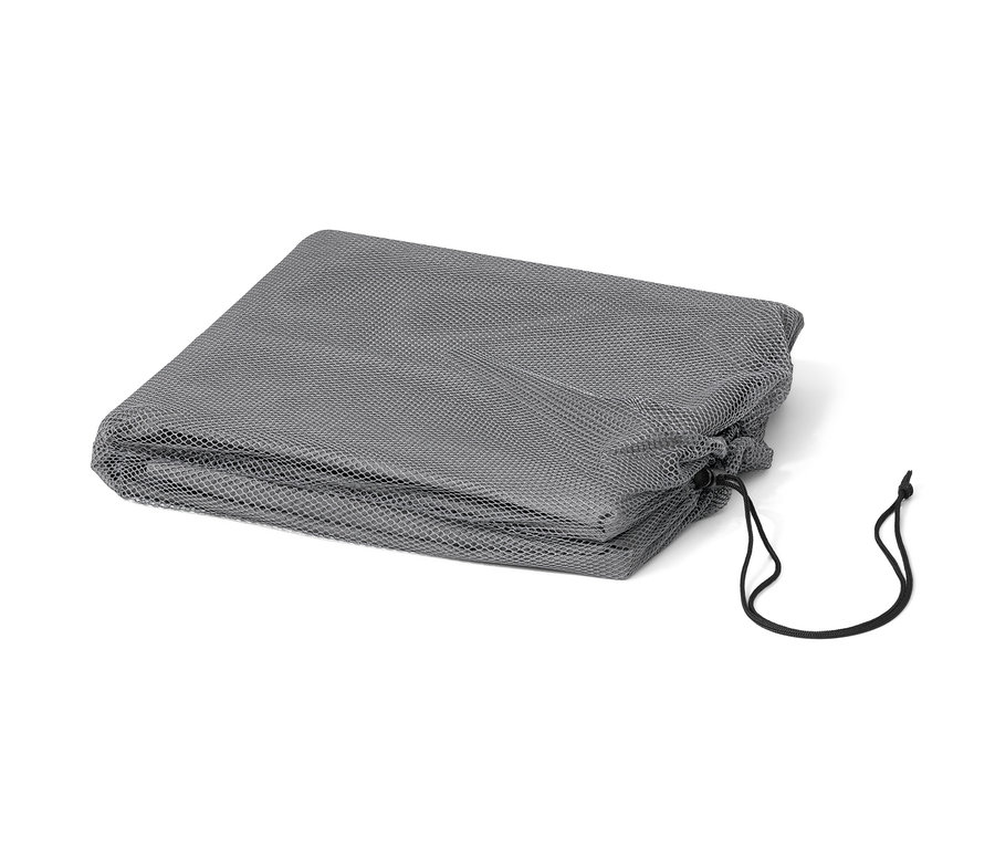 Szary pokrowiec premium na kosz plażowy XL złożony na białym tle.