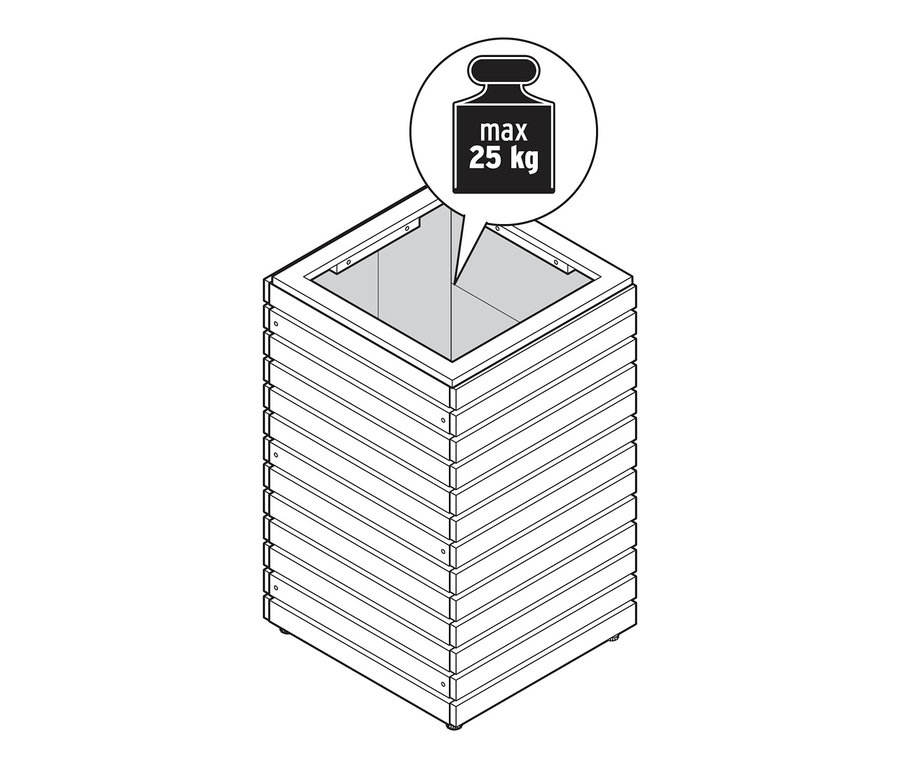 Ilustracja donicy kolumnowej Tinus o maksymalnej nośności 25 kg.