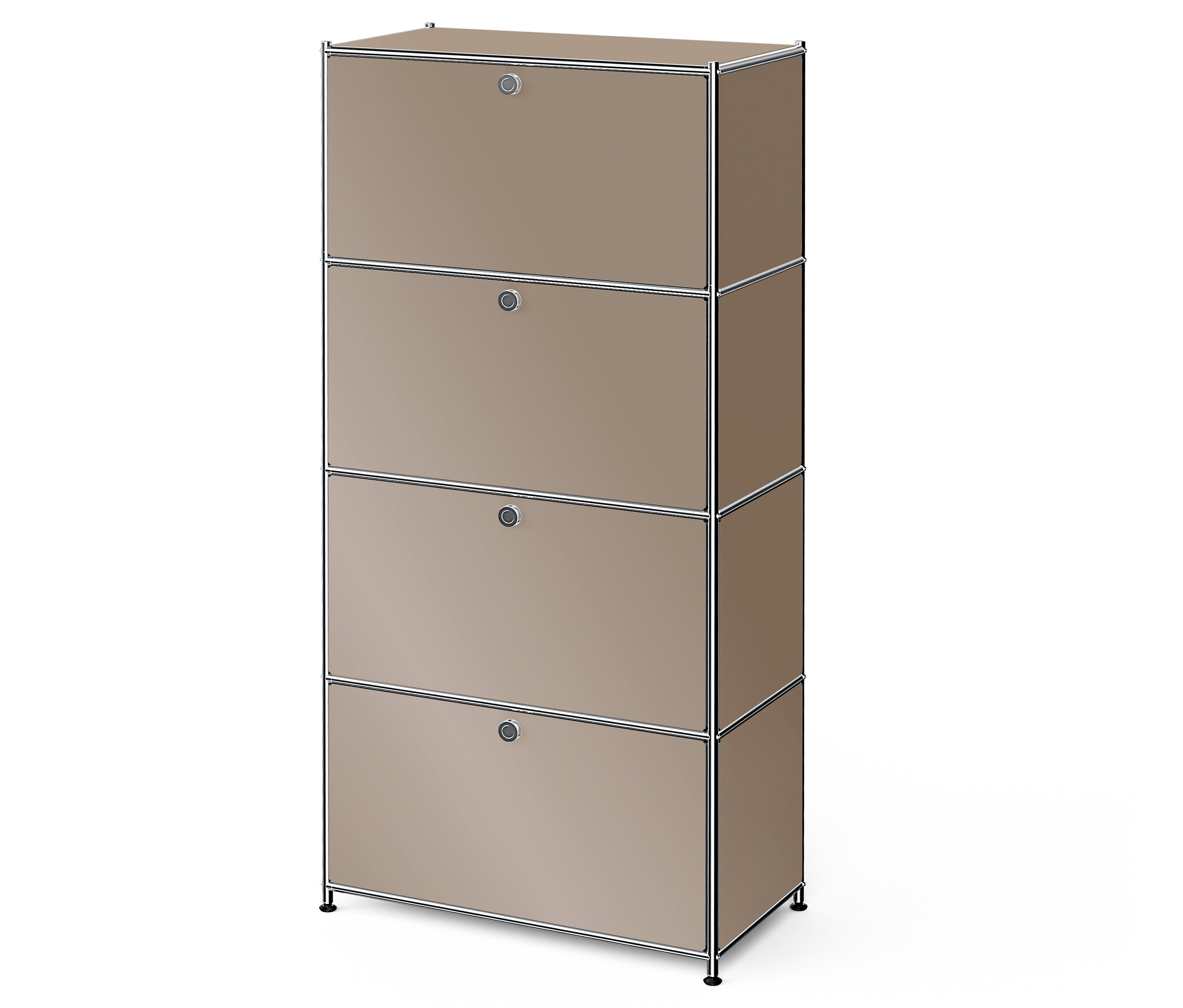 Tchibo - Metalowa szafka typu highboard „Cn3” z 4 klapami, szarobeżowa