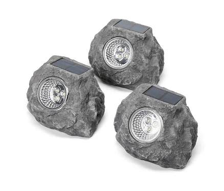 Trzy solarne kamienie LED premium.