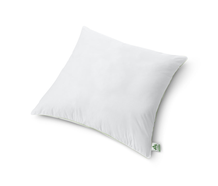 Biała poduszka irisette® greenline o wymiarach ok. 80 x 80 cm leży na białym tle.