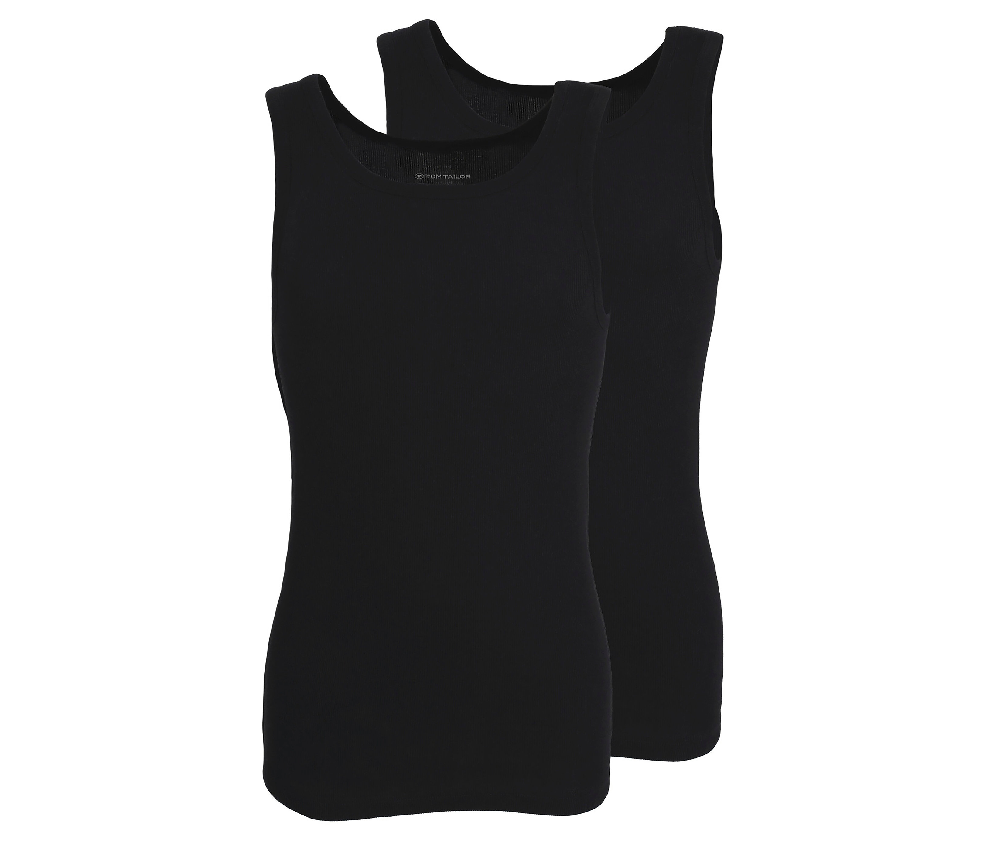 Dwa czarne podkoszulki Tom Tailor „Montana” ułożone jeden na drugim.