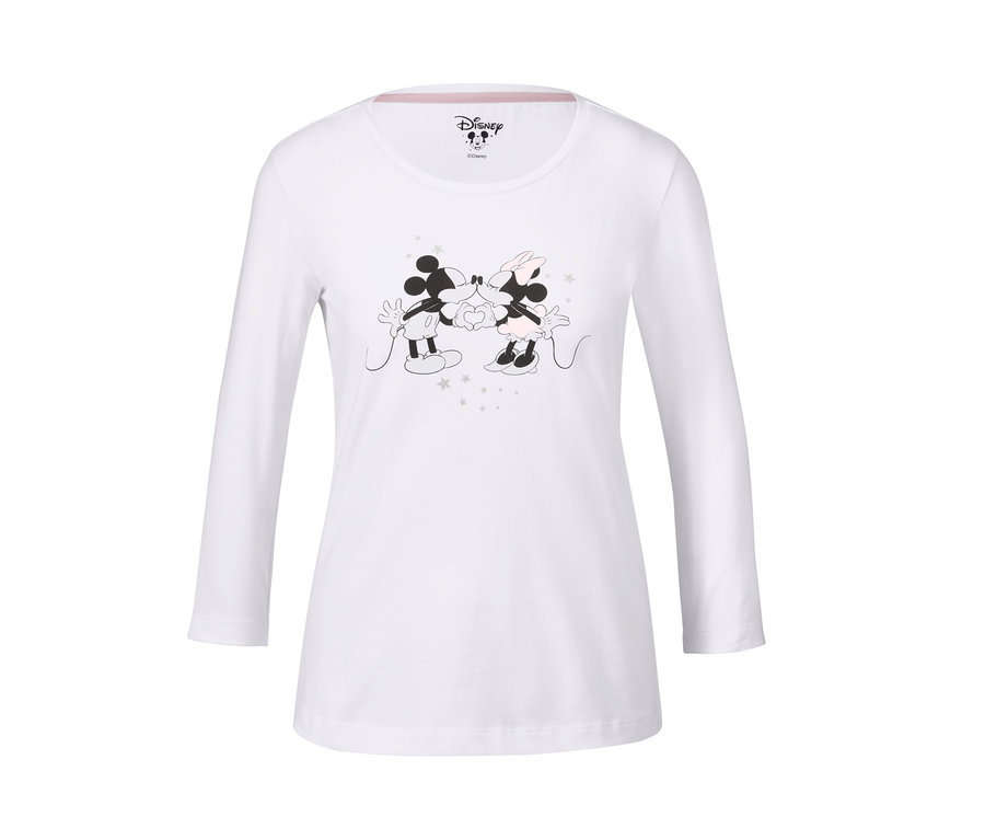 Biała piżama »Disney« z długim rękawem i nadrukiem Myszki Miki i Minnie.