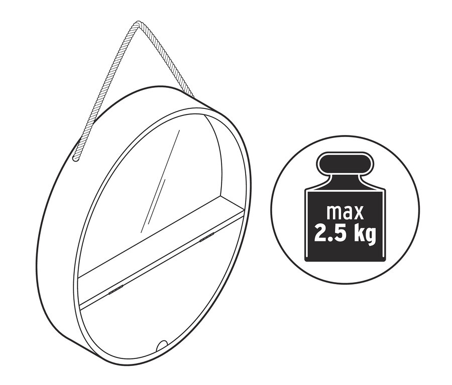 Okrągłe lustro z liną.