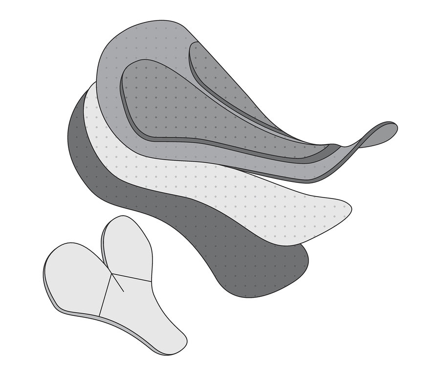 Ilustracja spodenek rowerowych, spodni rowerowych i spodenek rowerowych »Pro«.