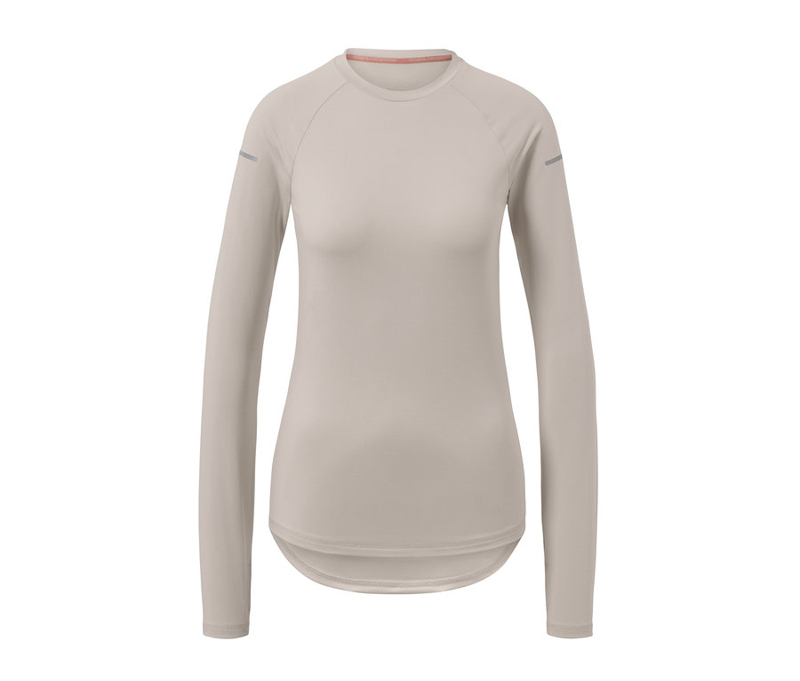 Szara bluza funkcyjna z długim rękawem.