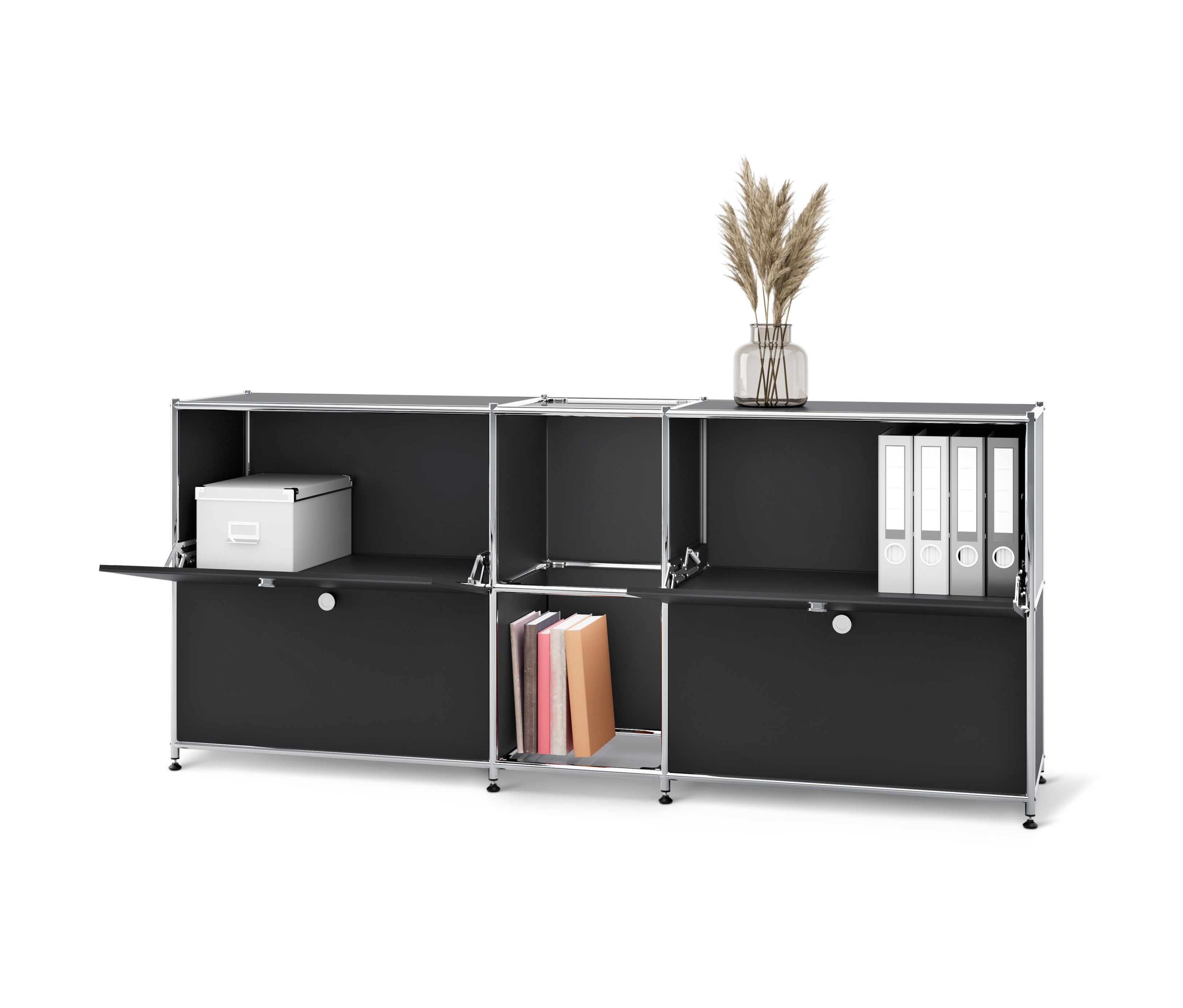 Tchibo - Metalowa szafka typu sideboard »Cn3« z 4 klapami - kolor: czarny