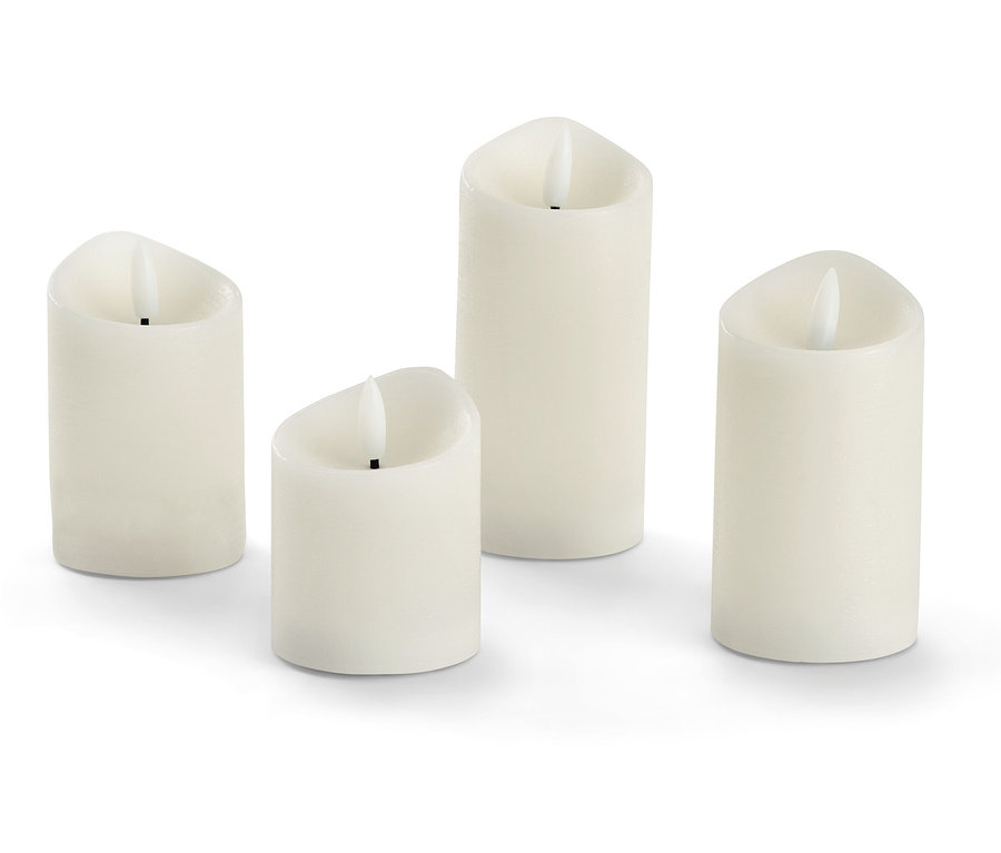 Cztery kremowe świece LED z prawdziwego wosku.