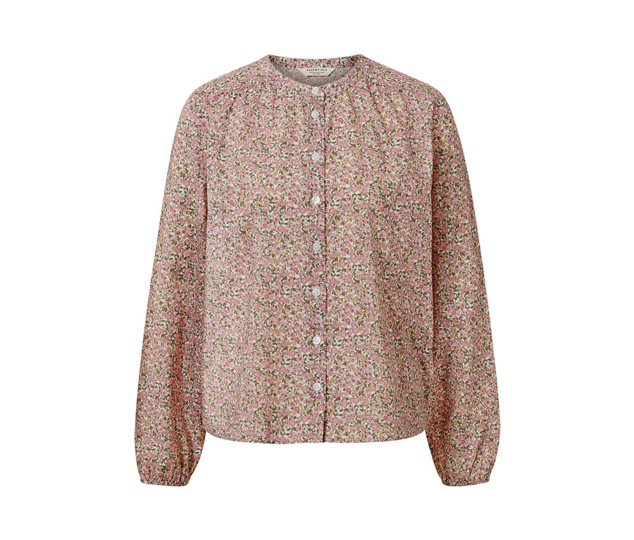 Bluzka w kwiecisty wzór z długimi rękawami i guzikami.