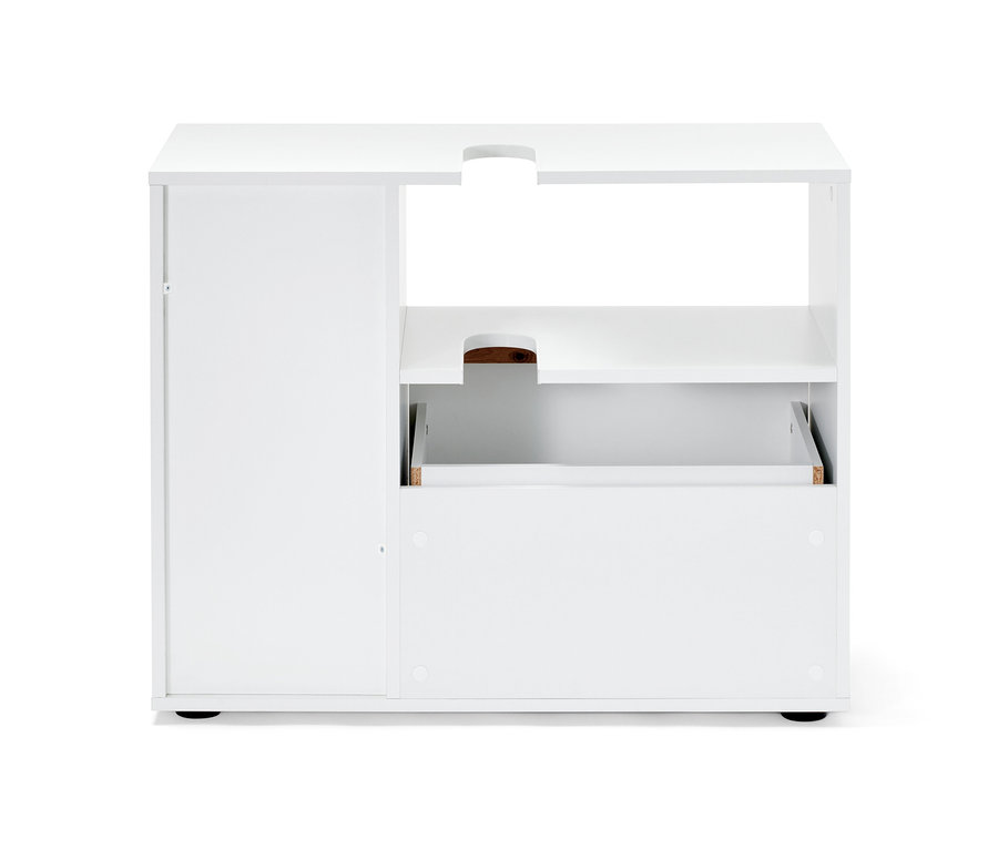 Szafka pod umywalkę w kolorze białym.