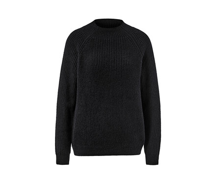Sweter o grubym splocie ze stójką, czarny