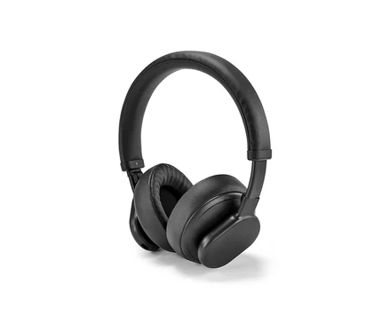 Czarne słuchawki Bluetooth® z funkcją dotykową na białym tle.