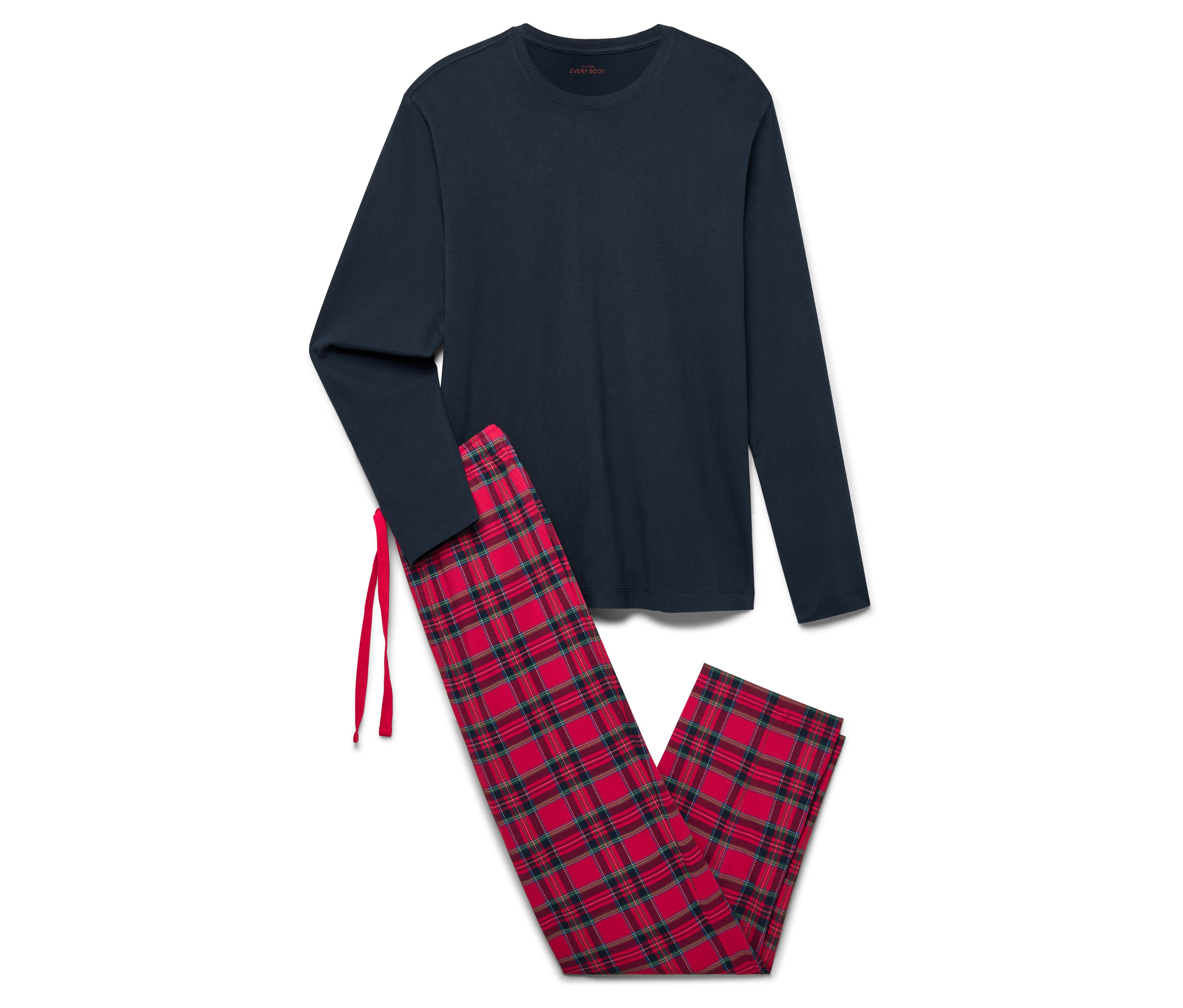 Tchibo - Piżama, niebieski/czerwony/w kratkę