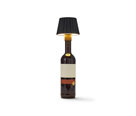 Czarna lampa LED na butelkę.