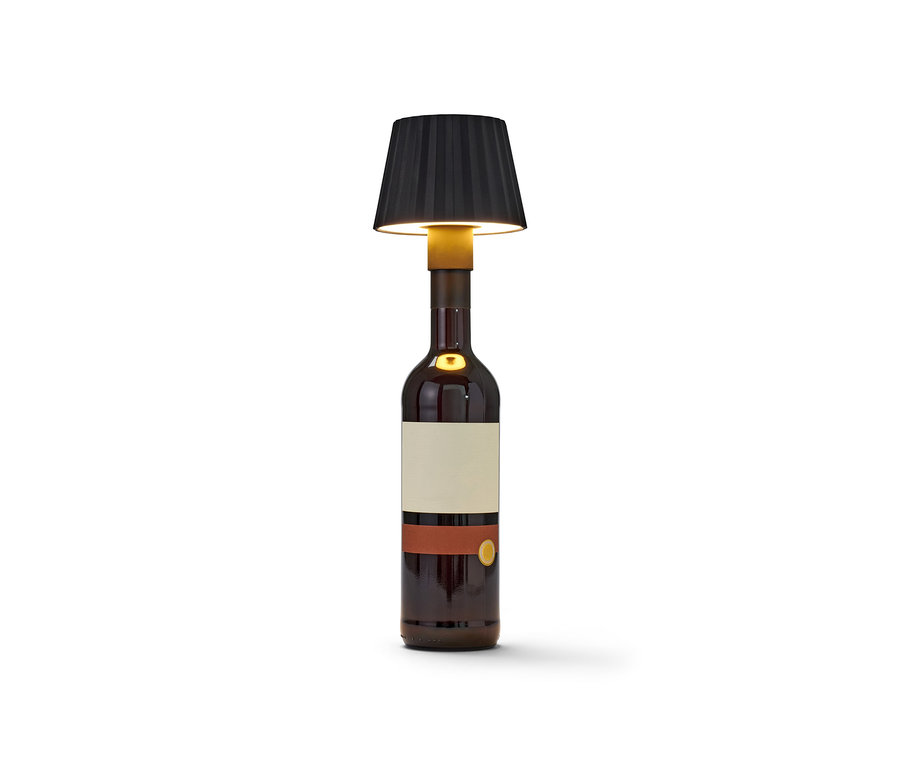 Czarna lampa LED na butelkę.