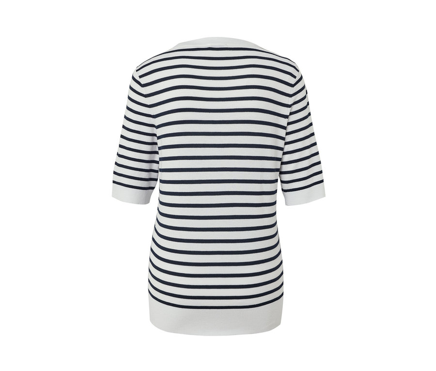 Sweter z delikatnej dzianiny w paski, w kolorze granatowym (navy).
