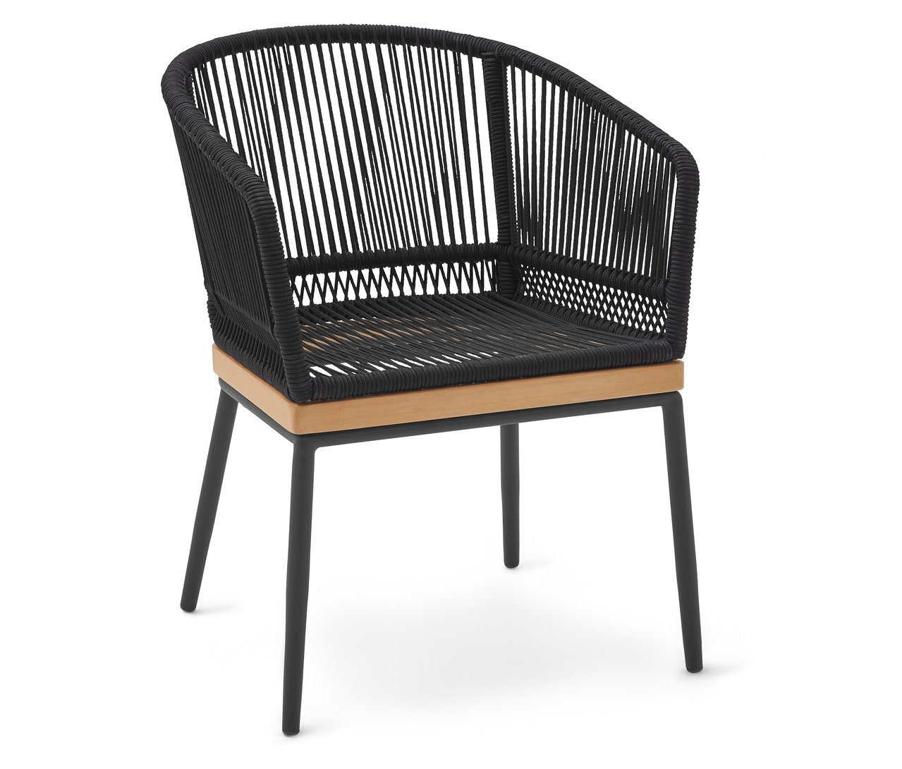 Krzesło ogrodowe z tekstylną plecionką.